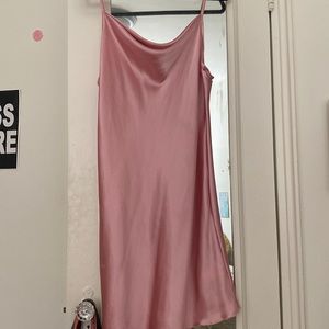 Bebe pink rose satin silky slip mini dress cowl neck